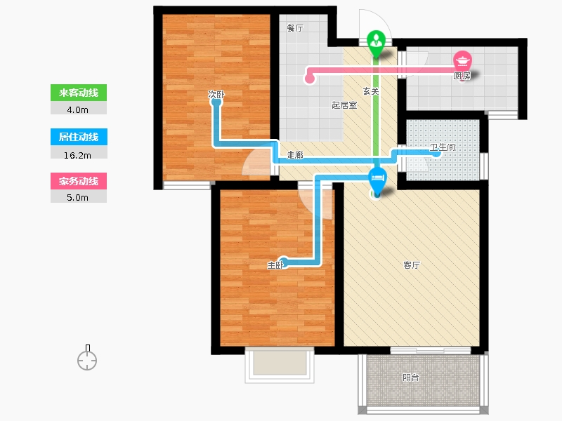 卓升尚郡2室2廳1衛(wèi)1廚93㎡動(dòng)線圖