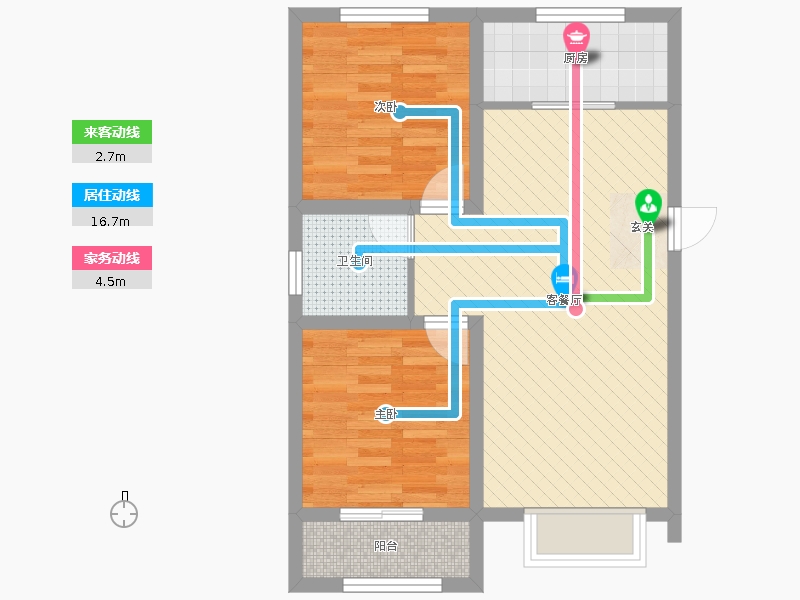 中山尚城2室2廳1衛(wèi)1廚96㎡動線圖