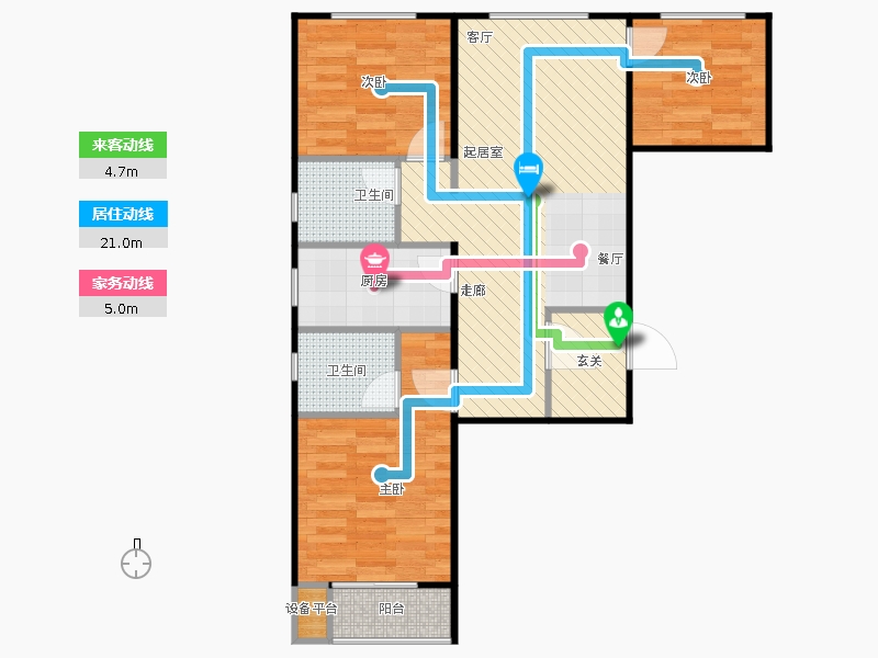 鑫界9號院3室1廳2衛(wèi)1廚101㎡動線圖