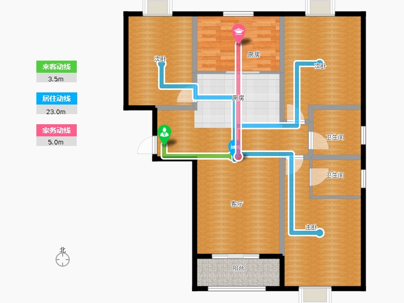 百島綠城3室2廳2衛(wèi)1廚135㎡動線圖