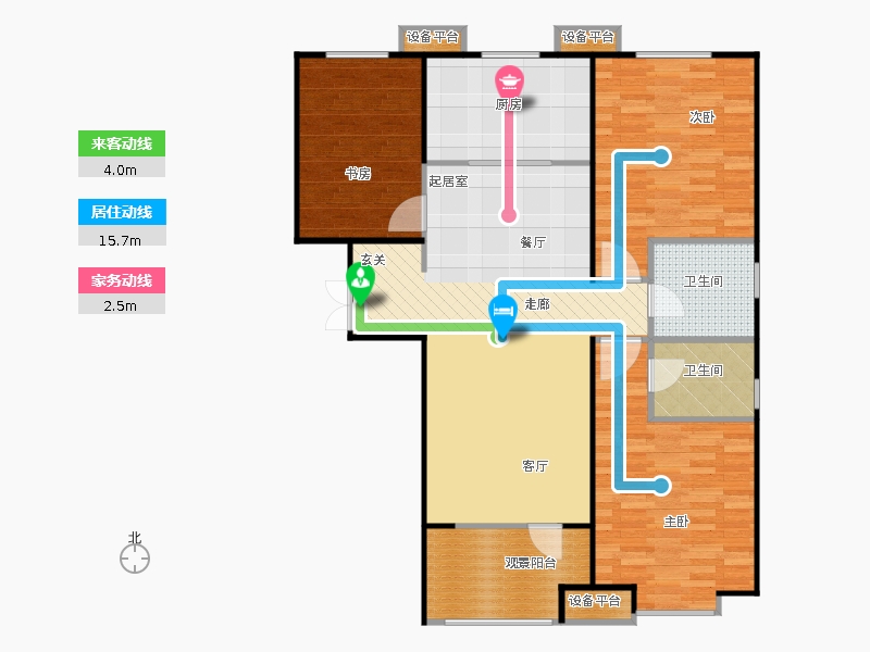 百島綠城3室2廳2衛(wèi)1廚138㎡動線圖
