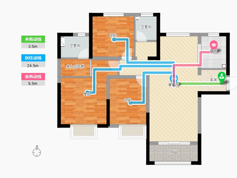 保利西悅春天3室2廳2衛(wèi)1廚125㎡動(dòng)靜線圖