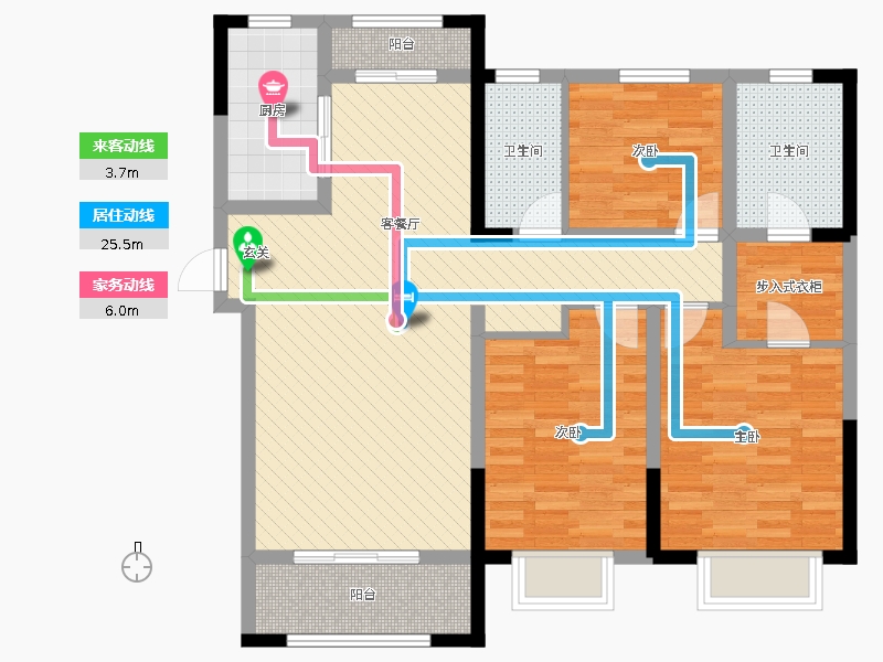 保利西悅春天3室2廳2衛(wèi)1廚137㎡動靜線圖