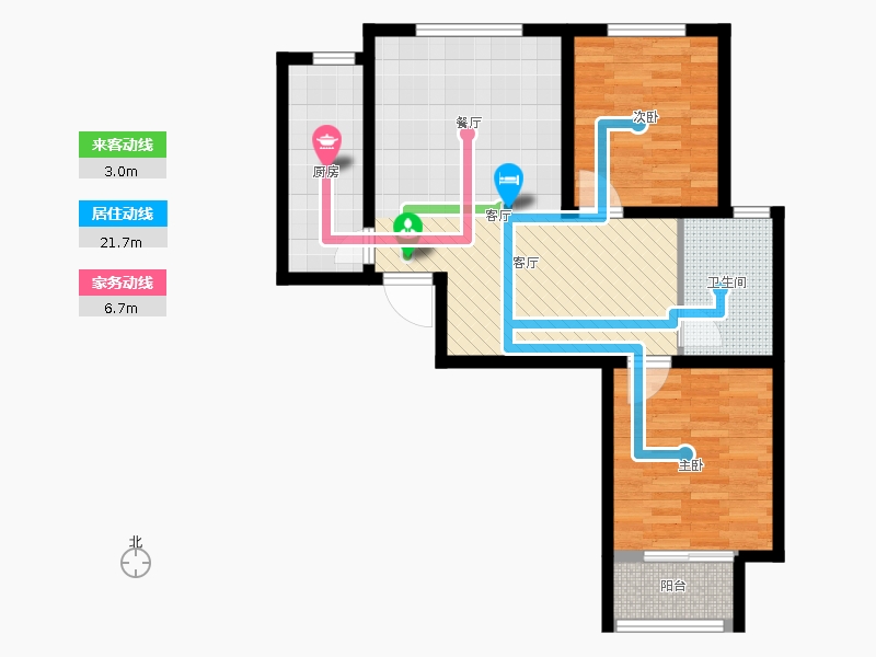 明瀚花香城2室1廳1衛(wèi)1廚102㎡動靜線圖