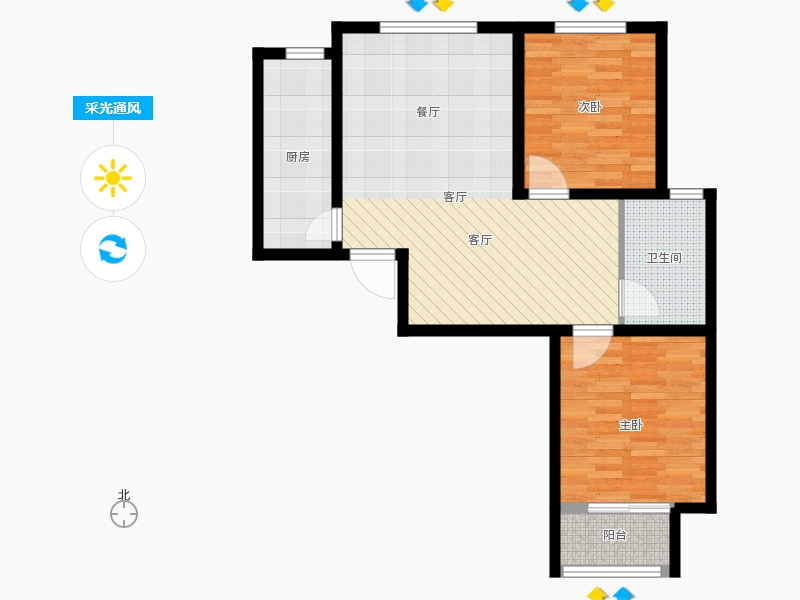明瀚花香城2室1廳1衛(wèi)1廚102㎡采光通風圖