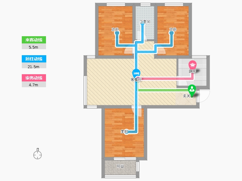 明瀚花香城3室2廳1衛(wèi)1廚110㎡動(dòng)靜線圖
