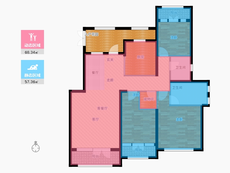 天下錦程3室1廳2衛(wèi)1廚172㎡動靜分區(qū)圖