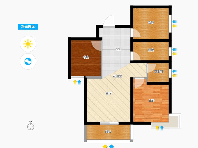 同祥城3室2廳1衛(wèi)1廚104㎡采光通風圖