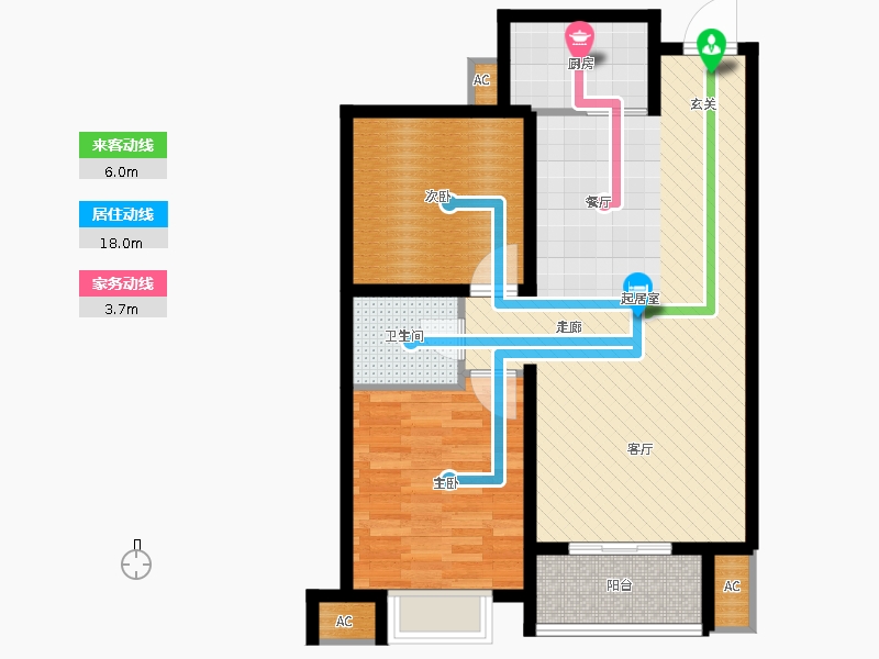 同祥城2室2廳1衛(wèi)1廚114㎡動線圖