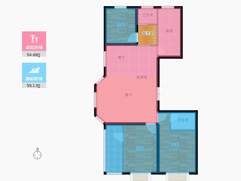 同祥城3室2廳2衛(wèi)1廚142㎡動靜分區(qū)圖