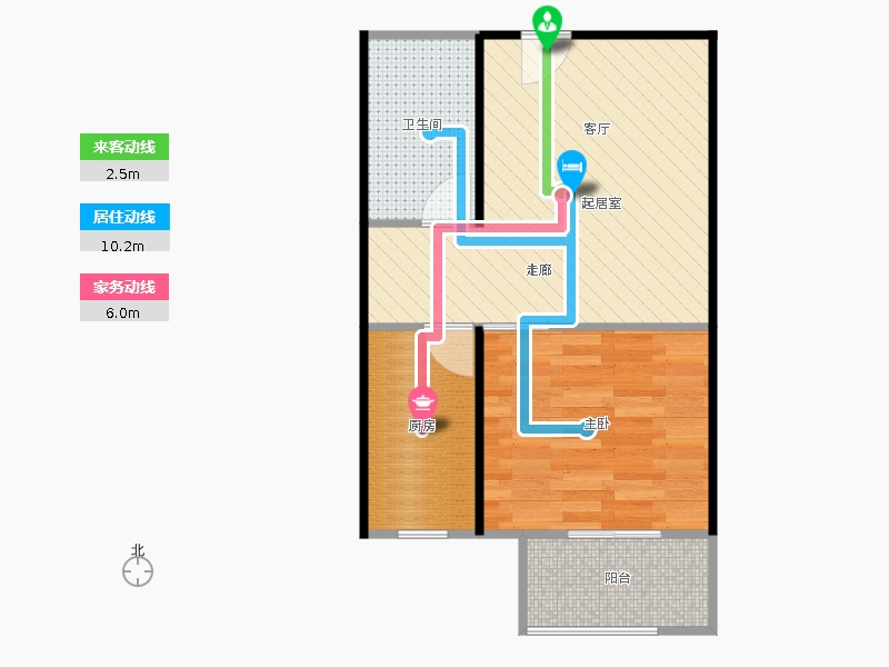 橡嶸灣1室1廳1衛(wèi)1廚57㎡動線圖