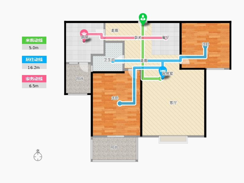 橡嶸灣2室2廳1衛(wèi)1廚86㎡動(dòng)線圖